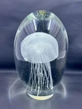 Dynasty Gallery Glow in the Dark Suspended Jellyfish Crystal Art Glass Sculpture
