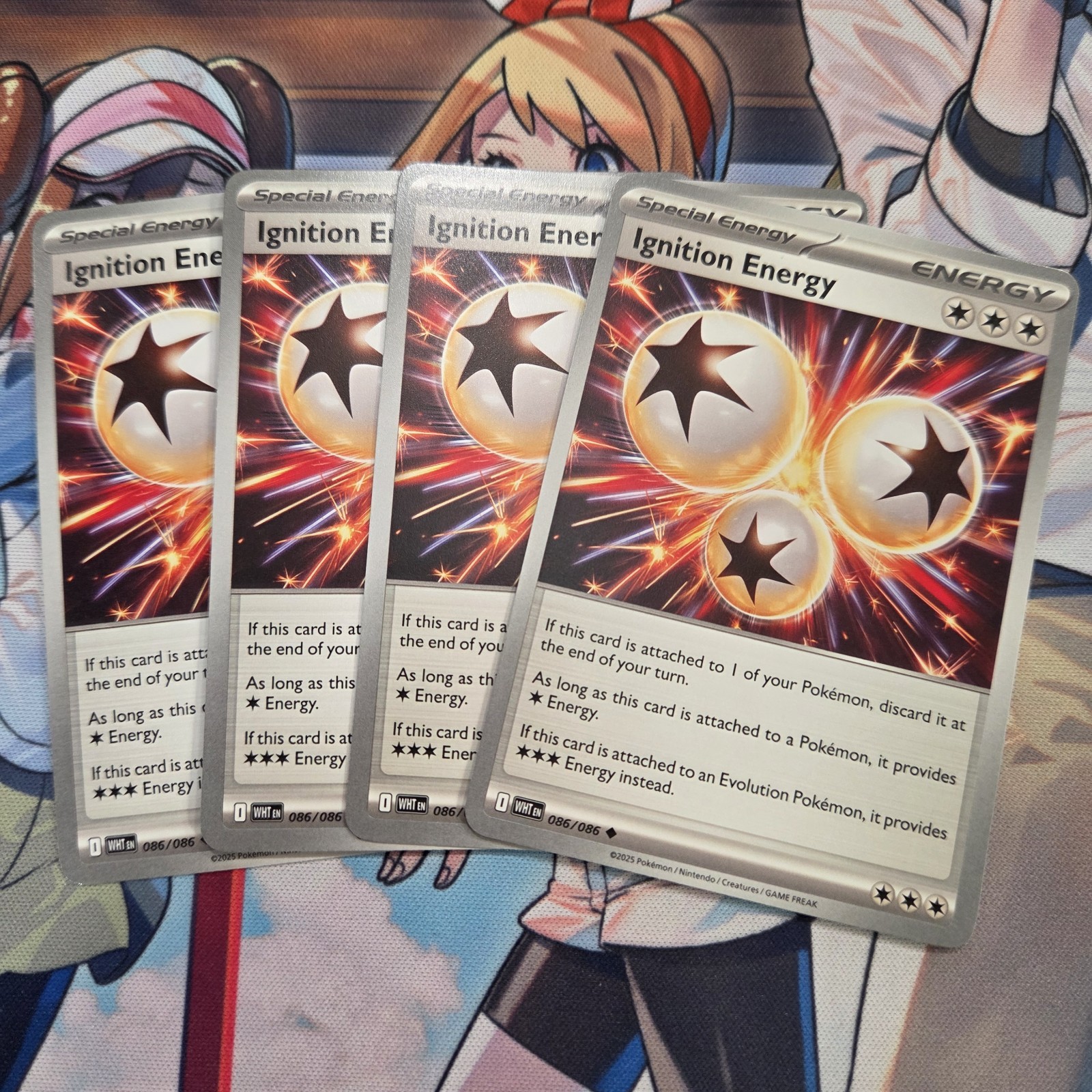 4 Pokemon Ignition Energy Trainer 086/086 Black Bolt White Flare NM Playset