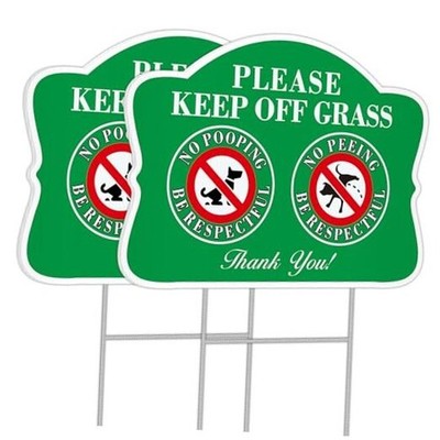 No Pooping Or No Peeing Dog Signs, Keep Off Grass Sign, 2 Pack 12'' x 9''