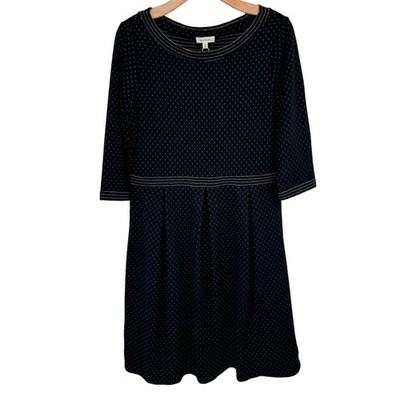 Max Studio Womens Polka Dot Dress 3/4 Sleeves pleated knit size large new $118