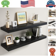 Versatile 40" Black Floating Shelf Set, 8" Deep - Perfect for Home Organization