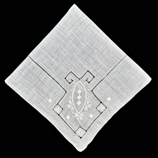 White Bridal Drawnwork Handkerchief Vintage Cottagecore Wedding Dainty Victorian