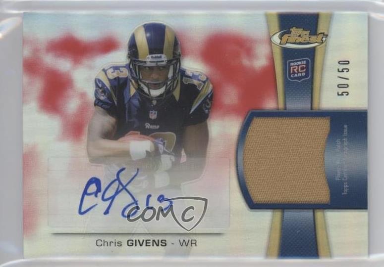 2012 Topps Finest Rookie Red Refractor 50/50 Chris Givens RPA Patch Auto RC 0s3