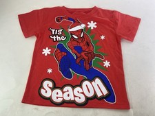 Marvel Spider-Man Holiday Christmas Short Sleeve Tee T-Shirt Top Kids Boys 2T