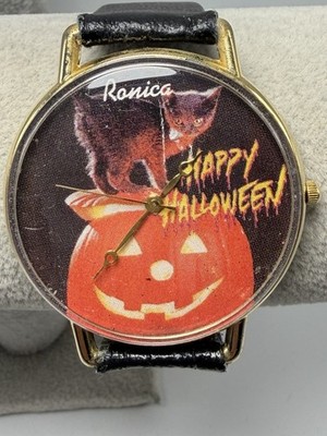 Ronica Happy Halloween Mens Watch New Battery 43MM 8'' Leather Band Vintage