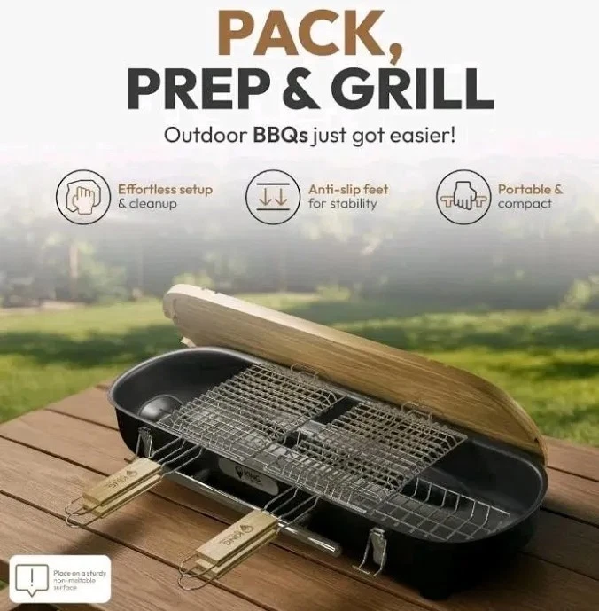 King of Camp Portable Grill Outdoor Camping Stainless Steel Charcoal Grill