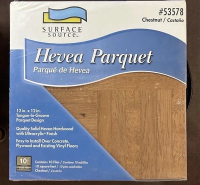 Solid Wood Hevea Parquet Flooring CHESTNUT Prefinished NEW Case 10 SQ. FT.