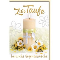 Taufe GlüCkwunschkarte Mit Umschlag Taufkerze Blumen Zur Taufe Herzliche Segensw