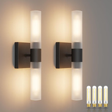Black Wall Sconces Set of Two,Dimmable LED Sconce Lighting Hardwired Modern Indo