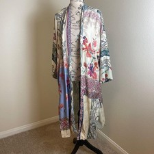 Chicos Patchwork Floral Print Cardigan S/M Open Front Feminine Bohochic