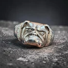 Cool Vintage Worn  Bulldog Diamond Eye Ring Sterling Silver 9-1/2