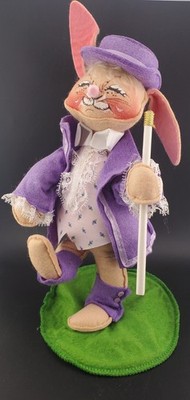 Vintage Annalee 1990 Easter Bunny Parade Purple Rabbit Male Suit Holiday Spring 