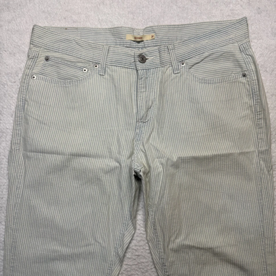 Pantalones Levis Boyfriend pierna recta azul claro rayas para mujer talla 31 (36x26) Foto 2 de 4