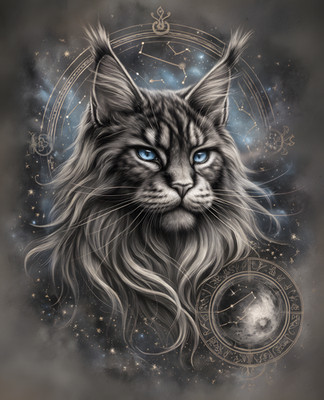 8x10 Cat With Blue Eyes & Long Hair Art Print Wall Decor - 977199254