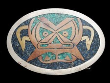 MJ11155 VINTAGE 1970s  SOUTHWESTERN DESIGN  FASHION BELT BUCKLE