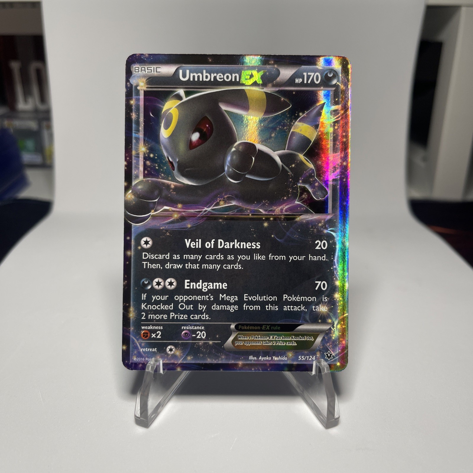 Umbreon EX 55/124 Ultra Rare Holo Fates Collide Pokemon Card - LP