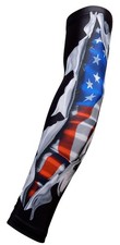 NEW! Moisture Wicking Compression Arm Sleeve (Black Flag Ripping Through, Large)