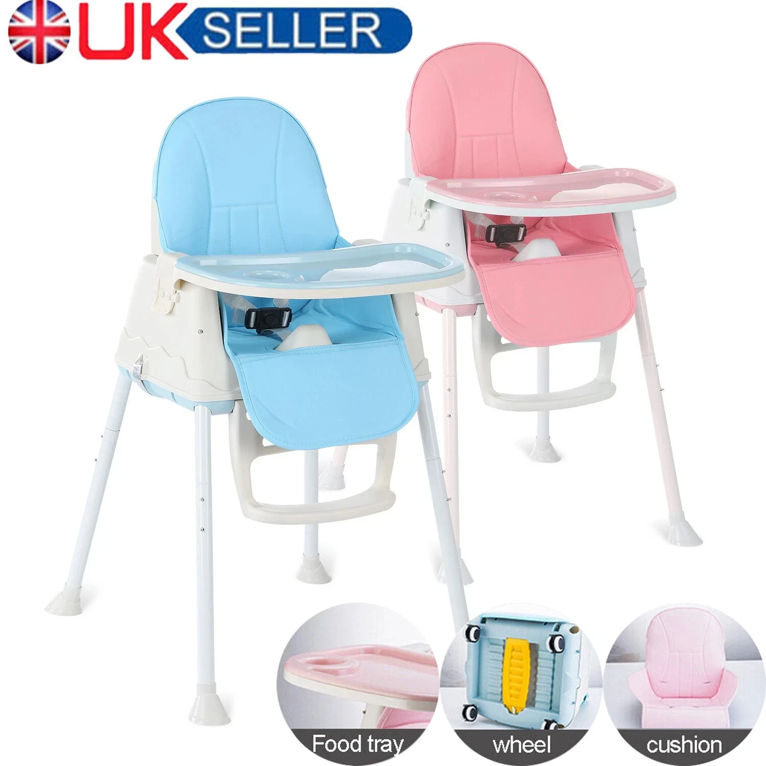 4-In-1 Adjustable Baby Highchair Infant High Feeding Seat Toddler Table Chair