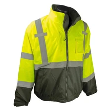 Radians 3-In-1 Deluxe Hi-Viz Bomber Jacket - Green / Black - 3X