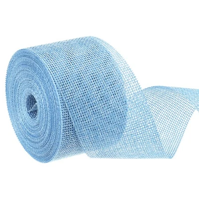 Ruban en toile de jute, 2 pouces de large 10 yards ruban filaire en toile de jute, bleu clair - Photo 1/4