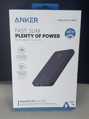 Anker PowerCore III Sense 20K 20000mAh USB-C/USB-A 20W PD Fast Charge NEW