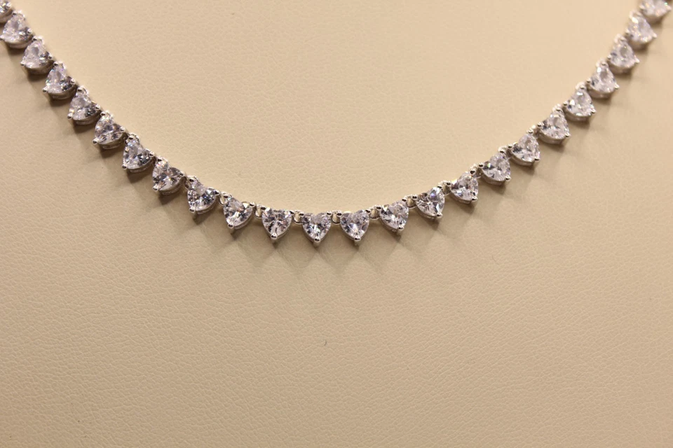 COLLANA ARGENTO TENNIS ZIRCONI CUORE RODIATA CM 40-45 MM 3 MAGLIA ANELLETTI - Immagine 3 di 4