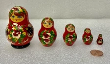 Russian Nesting Dolls Babushka Dolls Matryoshka Dolls Set 5 Red Floral Mother