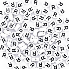 300Pcs round Letter Beads for Friendship Bracelets Making 4X7Mm Individual White