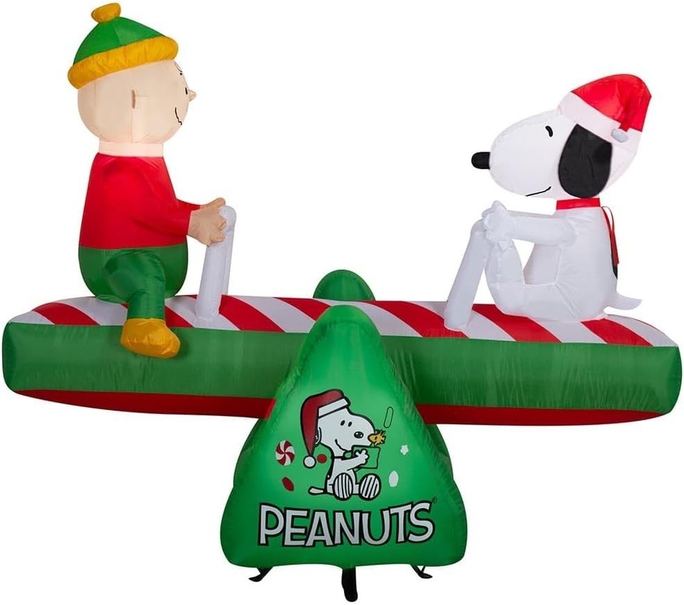 5.5' Gemmy Airblown Inflatable Animated Snoopy &Charlie Brown Teeter ...
