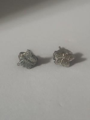 Uno de 50 Silver-Plated Butterfly Stud Earrings Pre-Owned Good Used Condition