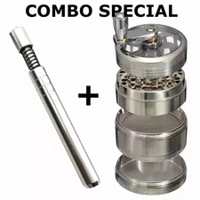 Tobacco Herb Handle Grinder Spice Herbal 4 PC Metal Chromium Alloy Smoke Crusher