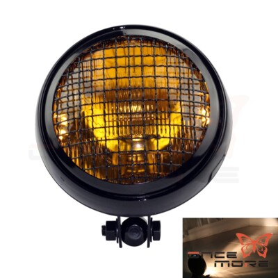 Motorcycle Custom 5.75'' Retro Headlight Mesh Grill Fit Old School Cafe Racer