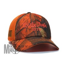 We The People 1776 2A US Flag Hat Hunter Orange Blaze Hunting Micro Mesh Cap