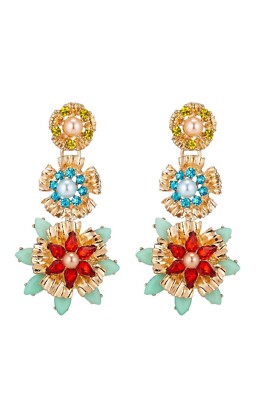 Eye Candy LA Flower Faux Pearl Drop Earrings Statement Jewelry 
