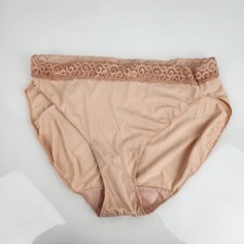 Cacique Stretchy Smooth Silky Slippery Beige Panties Lace Waistband 14/16