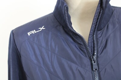 RLX Ralph Lauren M Blue Full Zip Quilted CoolWool World Series