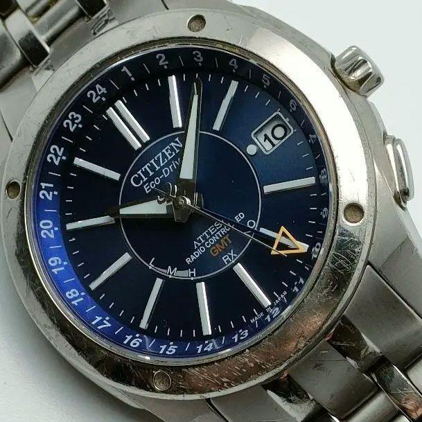 Citizen Attesa H116-T012612 Date Titanium GMT Eco Drive Solar Mens 
