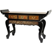Handmade Oriental Home Gold-leaf/black-lacquer Elm Altar Table (china) on sale Handmade Oriental Home Gold-leaf/black-lacquer Elm Altar Table (china) on sale