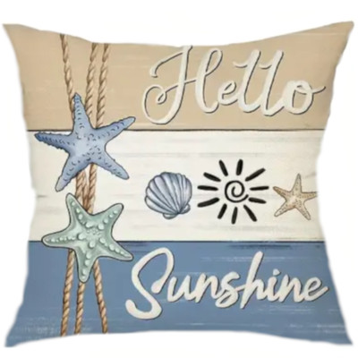 Kissen mit Füllung Hello Sunshine 45x45 - Maritim, Dekokissen Meer, Muscheln