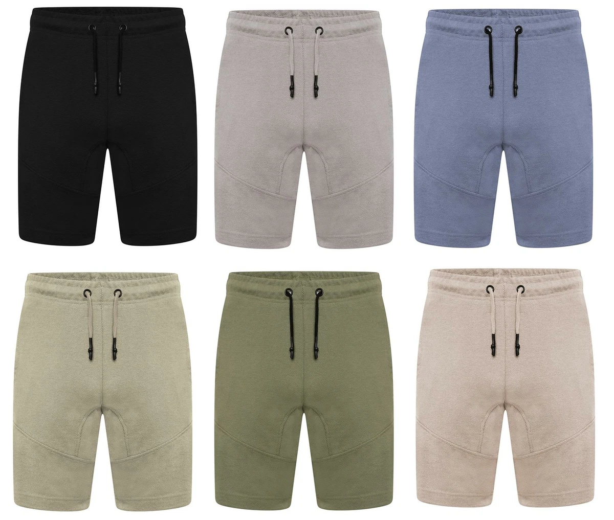Men s Regular Fit Pique Shorts Casual Knee Length Elasticated