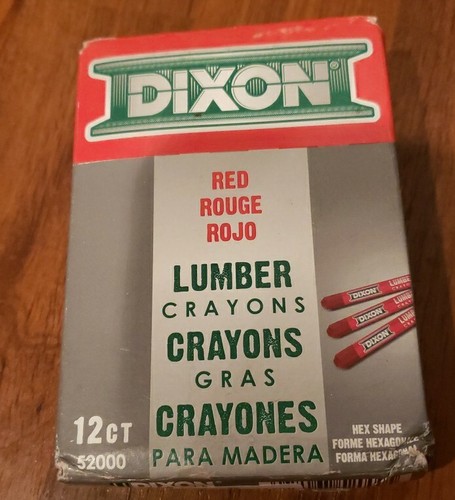 DIXON LUMBER CRAYONS 12 PACK RED #52000 HEX SHAPE FAST SHIPPING!!! 4482758 - Picture 2 of 3