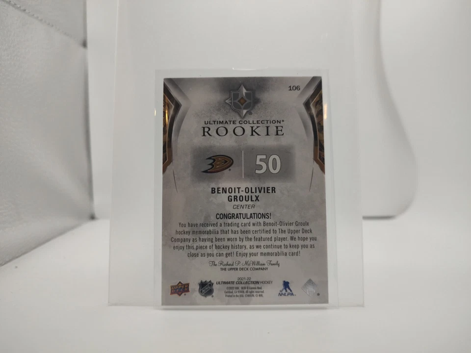 2021-22 Ultimate Rookie Jersey Benoit-Olivier Groulx RC /699 - Image 2 of 2