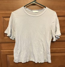 Lush Light Blue Flutter Sleeve Blouse Shirt Sz Medium S/S top tee USA made 1698