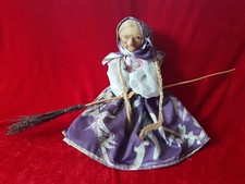 Puppe Dekopuppe 50cm Hexe mit Besen Hexenpuppe Hexenbesen Hexenfigur handarbeit 