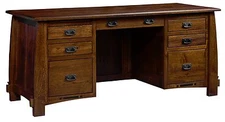 Amish Mission Arts & Crafts Executive Desk Colebrook Solid Wood Office