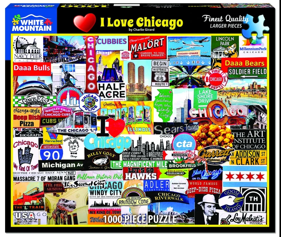 WMP I Love Chicago 1000 Teile Puzzle von White Mountain 760 mm x 610 mm