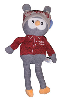 Spark Create Imagine Stuffed Knit Plush Holiday Baby Toy Rattle - New - Owl