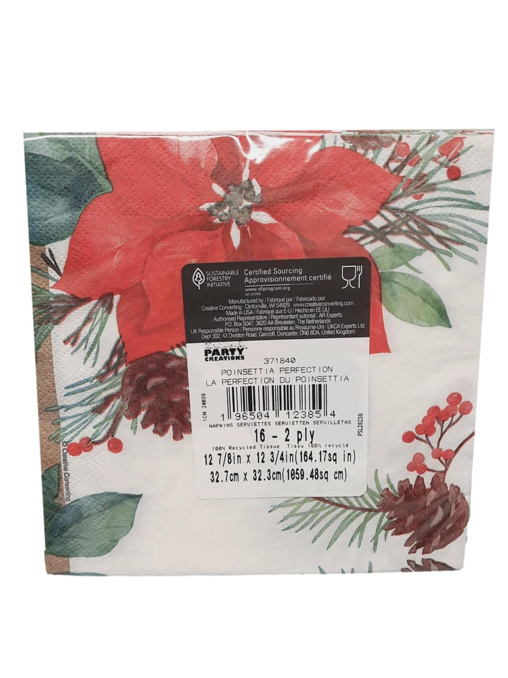 Poinsettia Perfection Paper Luncheon Napkins 16 Ct - Image 2 of 2