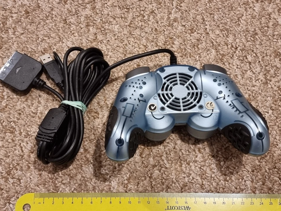 SONY PLAYSTATION 2 PS2 WIRED AIR FLO XL COOLED CONTROLLER Blue Game Pad Nyko PS1 - Image 2 of 2