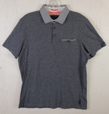 Mens Ted Baker London Button Pocket Polo Shirt Size 4 Cotton Heather Gray